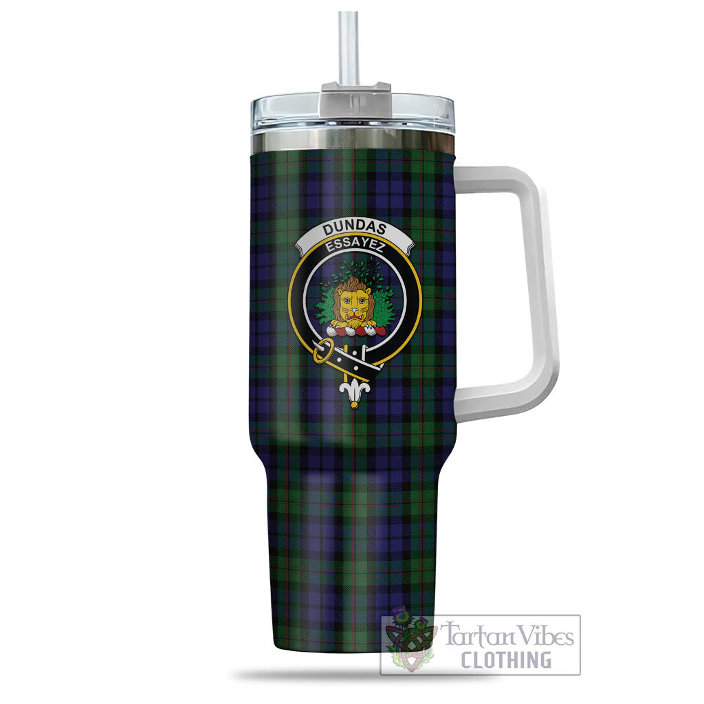 Dundas Tartan Tumbler with Handle with Family Crest - Tartan Vibes Clothing