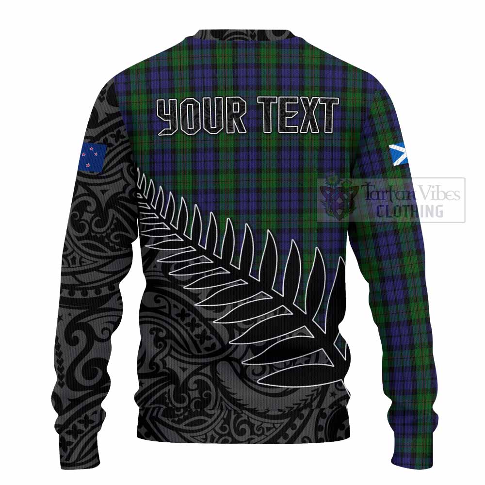 Dundas Crest Tartan Knitted Sweater with New Zealand Silver Fern Half Style - Tartan Vibes Clothing