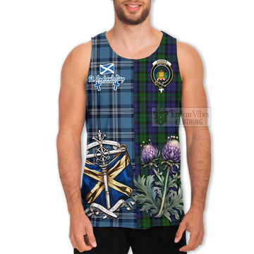 Dundas Tartan Men's Tank Top Happy St. Andrew's Day Half Tartan Style - Tartan Vibes Clothing