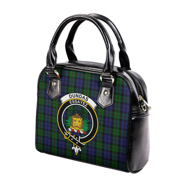 Dundas Tartan Shoulder Handbags with Family Crest - Tartan Vibes Clothing