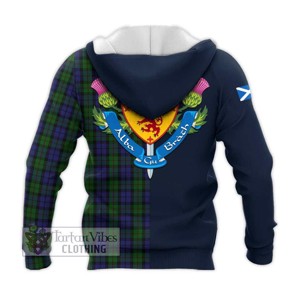 Dundas Tartan Knitted Hoodie Alba with Scottish Lion Royal Arm Half Style - Tartan Vibes Clothing