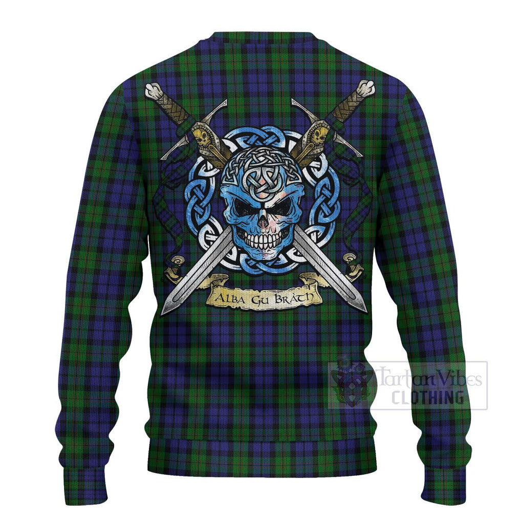 Dundas Tartan Ugly Sweater with Family Crest Celtic Skull Style - Tartan Vibes Clothing