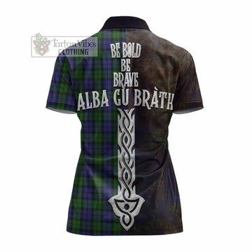 Dundas Tartan Family Crest Women's Polo Shirt Alba Gu Brath Be Brave Lion Ancient Style - Tartan Vibes Clothing