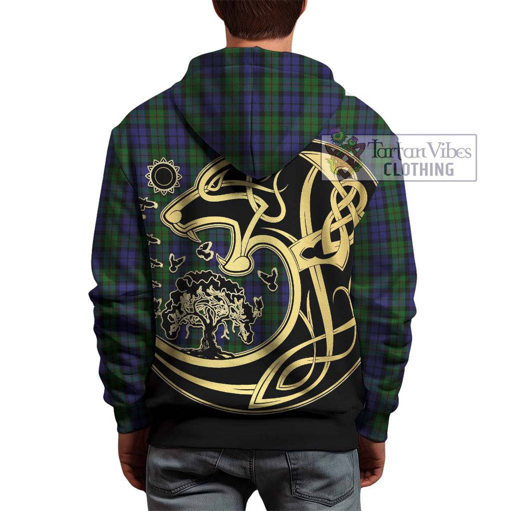 Dundas Tartan Hoodie with Family Crest Celtic Wolf Style - Tartan Vibes Clothing