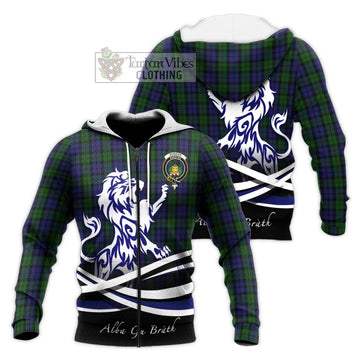 Dundas Tartan Knitted Hoodie with Alba Gu Brath Regal Lion Emblem Unisex Knitted Zip Hoodie - Tartan Vibes Clothing