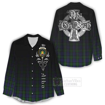 Dundas Tartan Women's Casual Shirt Featuring Alba Gu Brath Family Crest Celtic Inspired - Tartan Vibes Clothing