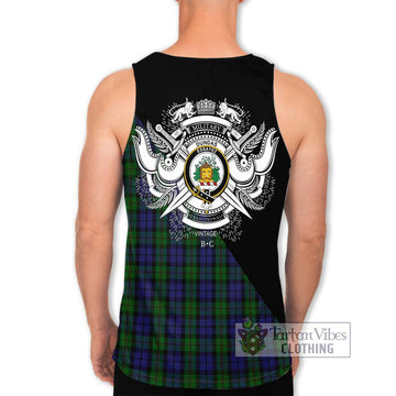Dundas Tartan Men's Tank Top with Family Crest and Military Logo Style - Tartan Vibes Clothing