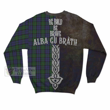 Dundas Tartan Family Crest Sweatshirt Alba Gu Brath Be Brave Lion Ancient Style - Tartan Vibes Clothing