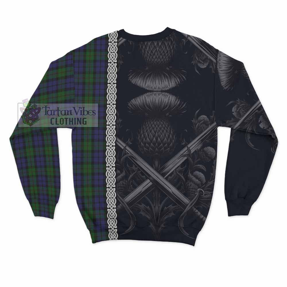 Dundas Tartan Sweatshirt with Family Crest Cross Sword Thistle Celtic Vibes - Tartan Vibes Clothing