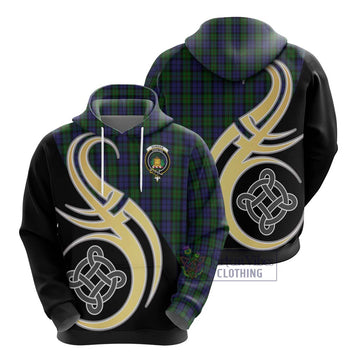 Dundas Tartan Hoodie with Family Crest and Celtic Symbol Style - Tartan Vibes Clothing