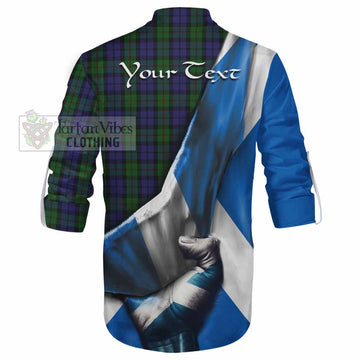 Dundas Tartan Ghillie Kilt Shirt with Family Crest Scotland Patriotic Style - Tartan Vibes Clothing