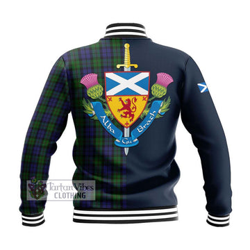 Dundas Tartan Baseball Jacket Alba with Scottish Lion Royal Arm Half Style - Tartan Vibes Clothing