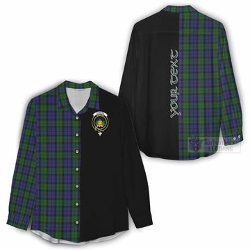 Dundas Tartan Women's Casual Shirt with Family Crest and Half Of Me Style - Tartan Vibes Clothing