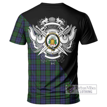 Dundas Tartan T-Shirt with Family Crest and Military Logo Style - Tartan Vibes Clothing