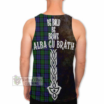 Dundas Tartan Family Crest Men's Tank Top Alba Gu Brath Be Brave Lion Ancient Style - Tartan Vibes Clothing
