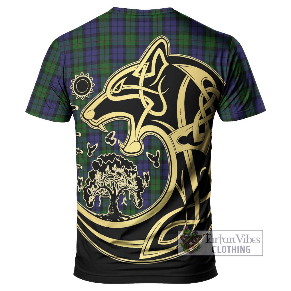 Dundas Tartan T-Shirt with Family Crest Celtic Wolf Style - Tartan Vibes Clothing