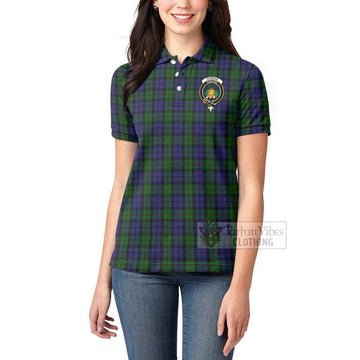 Dundas Tartan Women's Polo Shirt with Family Crest Celtic Skull Style - Tartan Vibes Clothing