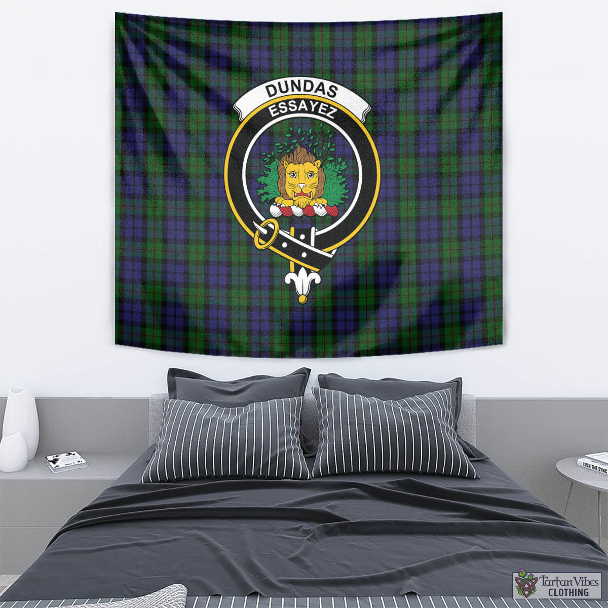Dundas Tartan Tapestry Wall Hanging and Home Decor for Room with Family Crest - Tartan Vibes Clothing