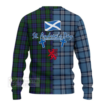 Dundas Tartan Knitted Sweater Happy St. Andrew's Day Half Tartan Style - Tartan Vibes Clothing