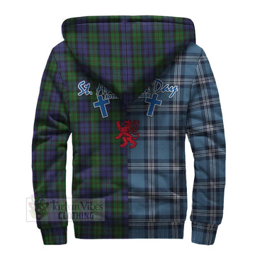 Dundas Tartan Sherpa Hoodie Happy St. Andrew's Day Half Tartan Style - Tartan Vibes Clothing