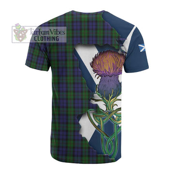 Dundas Tartan Family Crest Cotton T-shirt Scottish Thistle Celtic Inspired