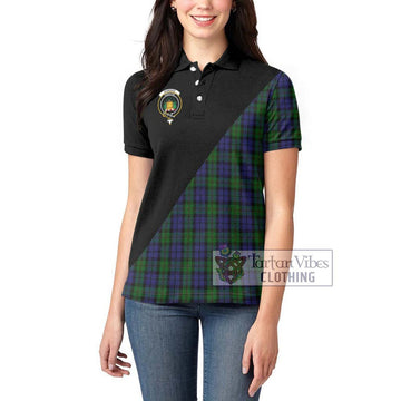Dundas Tartan Women's Polo Shirt with Family Crest and Military Logo Style - Tartan Vibes Clothing