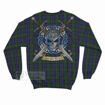 Dundas Tartan Sweatshirt with Family Crest Celtic Skull Style - Tartan Vibes Clothing