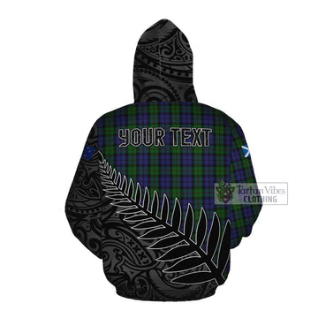 Dundas Crest Tartan Cotton Hoodie with New Zealand Silver Fern Half Style Pullover Hoodie - Tartan Vibes Clothing