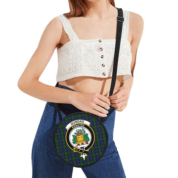 Dundas Tartan Round Satchel Bags with Family Crest - Tartan Vibes Clothing