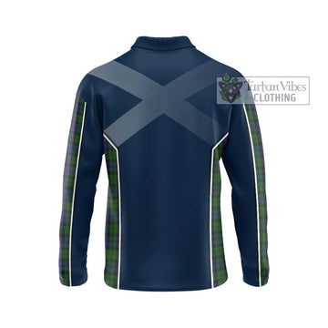 Dundas Tartan Long Sleeve Polo Shirt with Family Crest and Lion Rampant Vibes Sport Style - Tartan Vibes Clothing