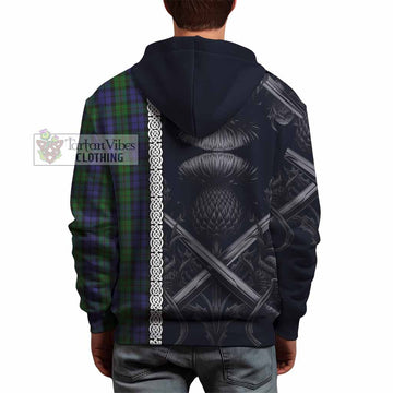 Dundas Tartan Hoodie with Family Crest Cross Sword Thistle Celtic Vibes - Tartan Vibes Clothing
