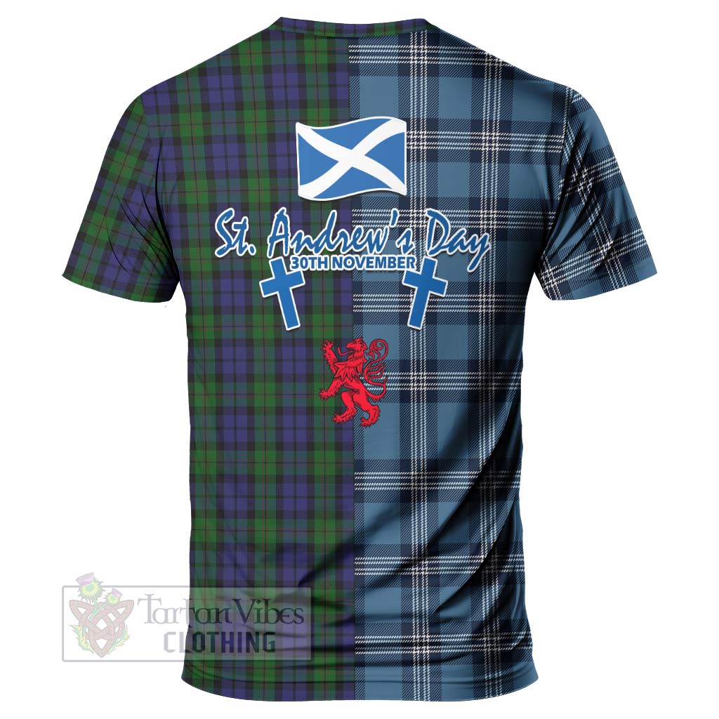 Dundas Tartan T-Shirt Happy St. Andrew's Day Half Tartan Style - Tartan Vibes Clothing