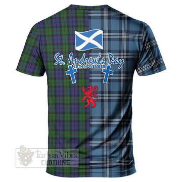 Dundas Tartan T-Shirt Happy St. Andrew's Day Half Tartan Style - Tartan Vibes Clothing