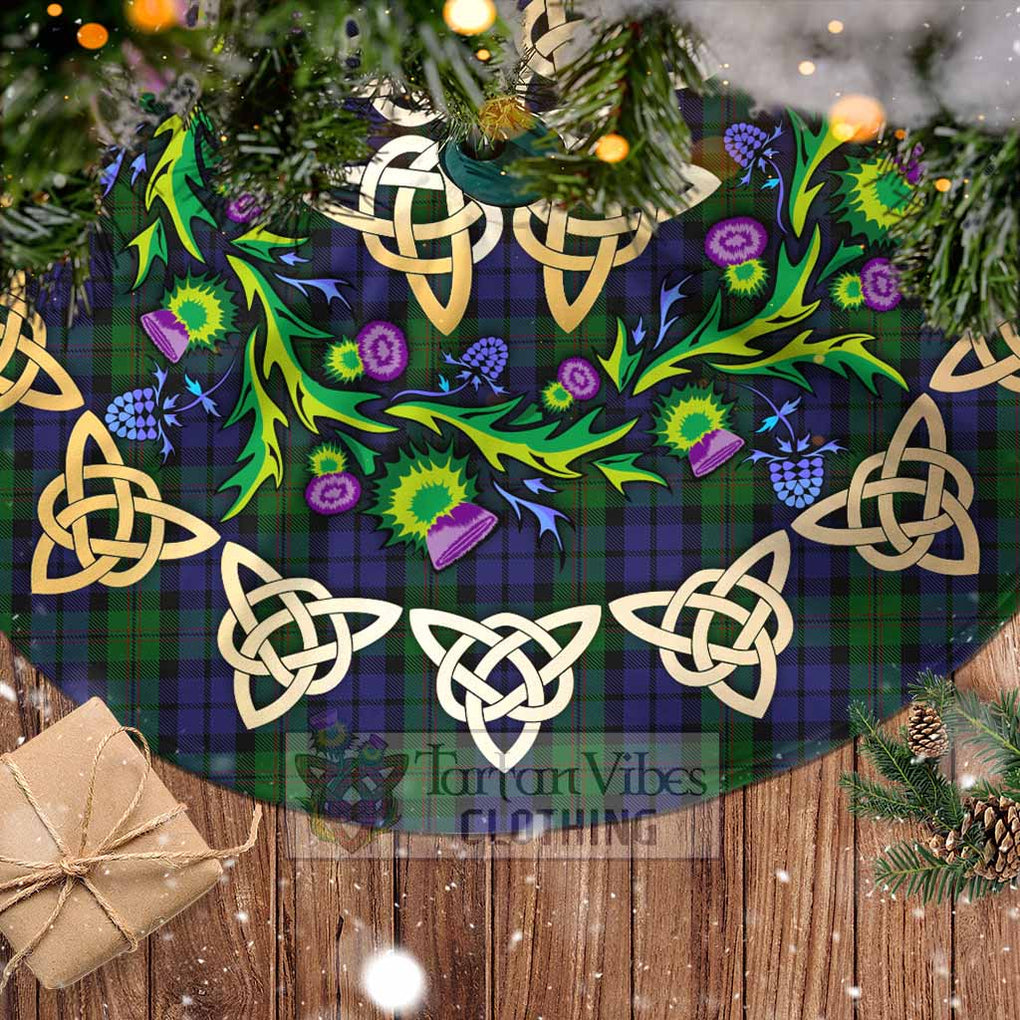 Tartan Vibes Clothing Dundas Tartan Christmas Tree Skirt with Thistle Celtic Knot Style