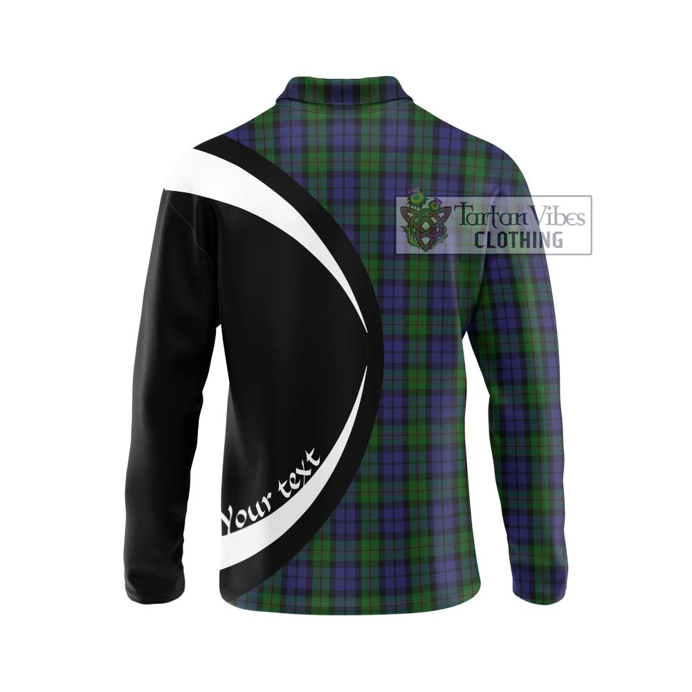 Dundas Tartan Long Sleeve Polo Shirt with Family Crest Circle Style - Tartan Vibes Clothing