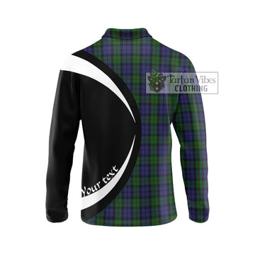 Dundas Tartan Long Sleeve Polo Shirt with Family Crest Circle Style - Tartan Vibes Clothing