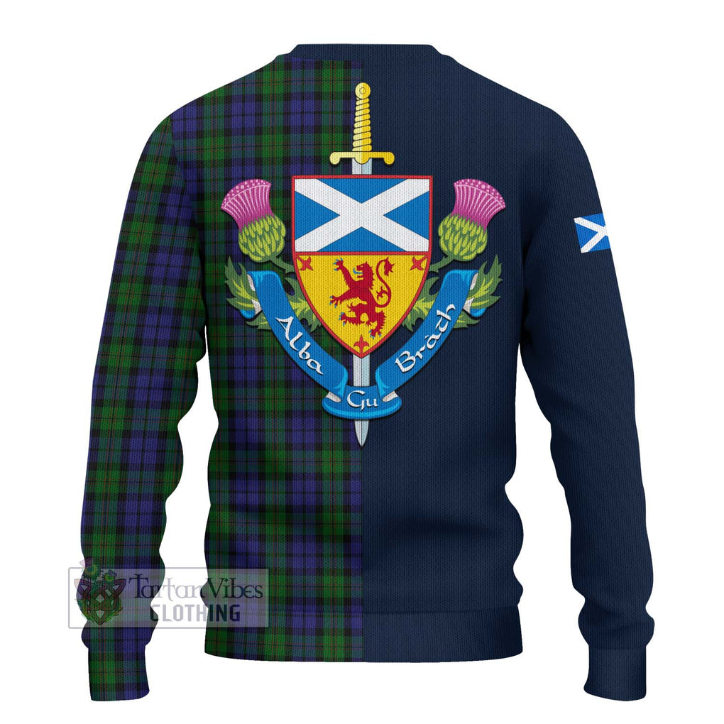 Dundas Tartan Ugly Sweater Alba with Scottish Lion Royal Arm Half Style - Tartan Vibes Clothing