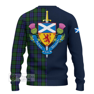 Dundas Tartan Ugly Sweater Alba with Scottish Lion Royal Arm Half Style - Tartan Vibes Clothing