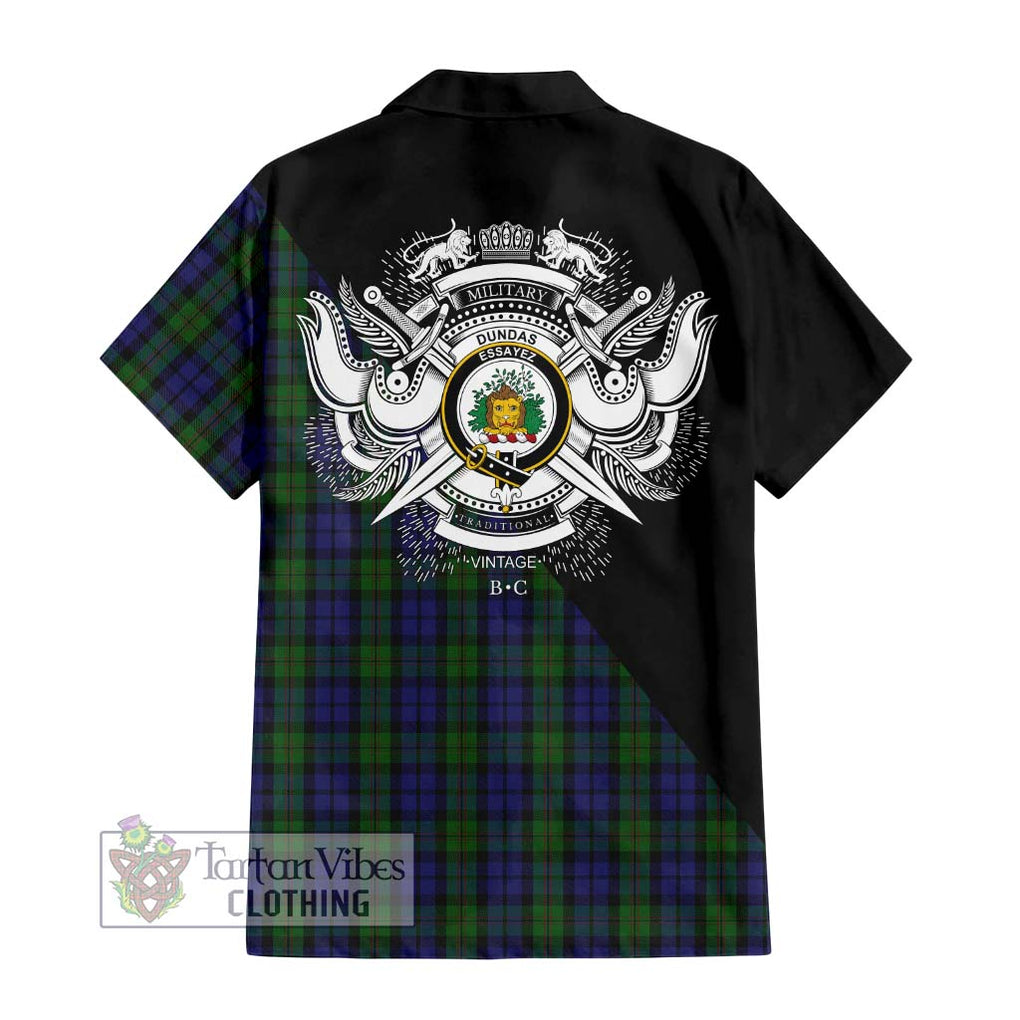 Dundas Tartan Hawaiian Shirt with Family Crest and Military Logo Style - Tartan Vibes Clothing