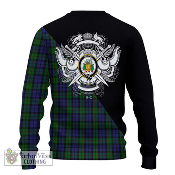 Dundas Tartan Ugly Sweater with Family Crest and Military Logo Style - Tartan Vibes Clothing