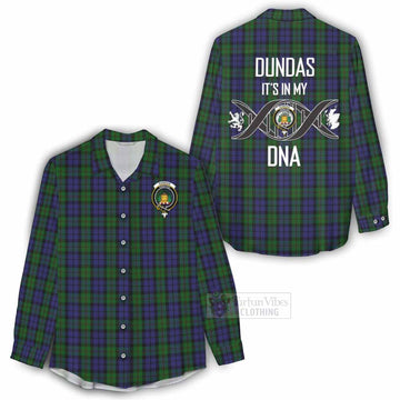 Dundas Tartan Women's Casual Shirt with Family Crest DNA In Me Style - Tartan Vibes Clothing
