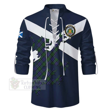 Dundas Tartan Lion Rampant Ghillie Kilt Shirt Proudly Display Your Heritage with Alba Gu Brath and Clan Name - Tartan Vibes Clothing
