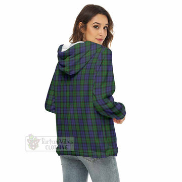 Dundas Tartan Women's Borg Fleece Hoodie with Half Zip with Family Crest - Tartan Vibes Clothing
