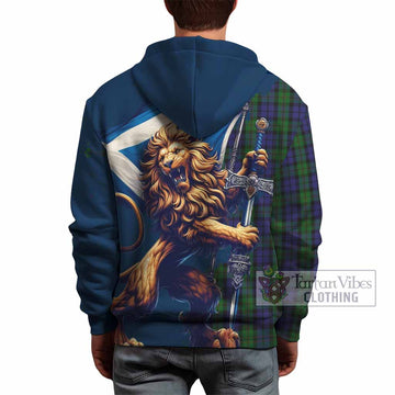 Dundas Tartan Family Crest Hoodie with Scottish Majestic Lion - Tartan Vibes Clothing
