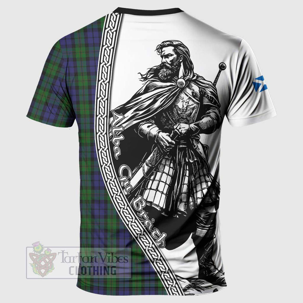 Dundas Tartan Clan Crest T-Shirt with Highlander Warrior Celtic Style - Tartan Vibes Clothing