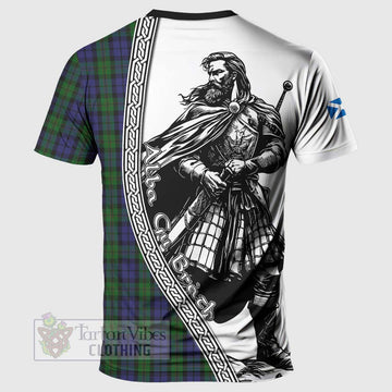 Dundas Tartan Clan Crest T-Shirt with Highlander Warrior Celtic Style - Tartan Vibes Clothing