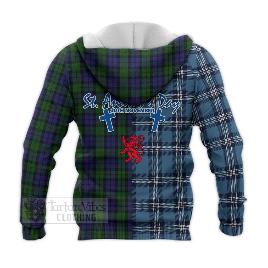 Dundas Tartan Knitted Hoodie Happy St. Andrew's Day Half Tartan Style - Tartan Vibes Clothing