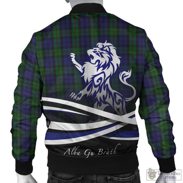 Dundas Tartan Bomber Jacket with Alba Gu Brath Regal Lion Emblem - Tartan Vibes Clothing