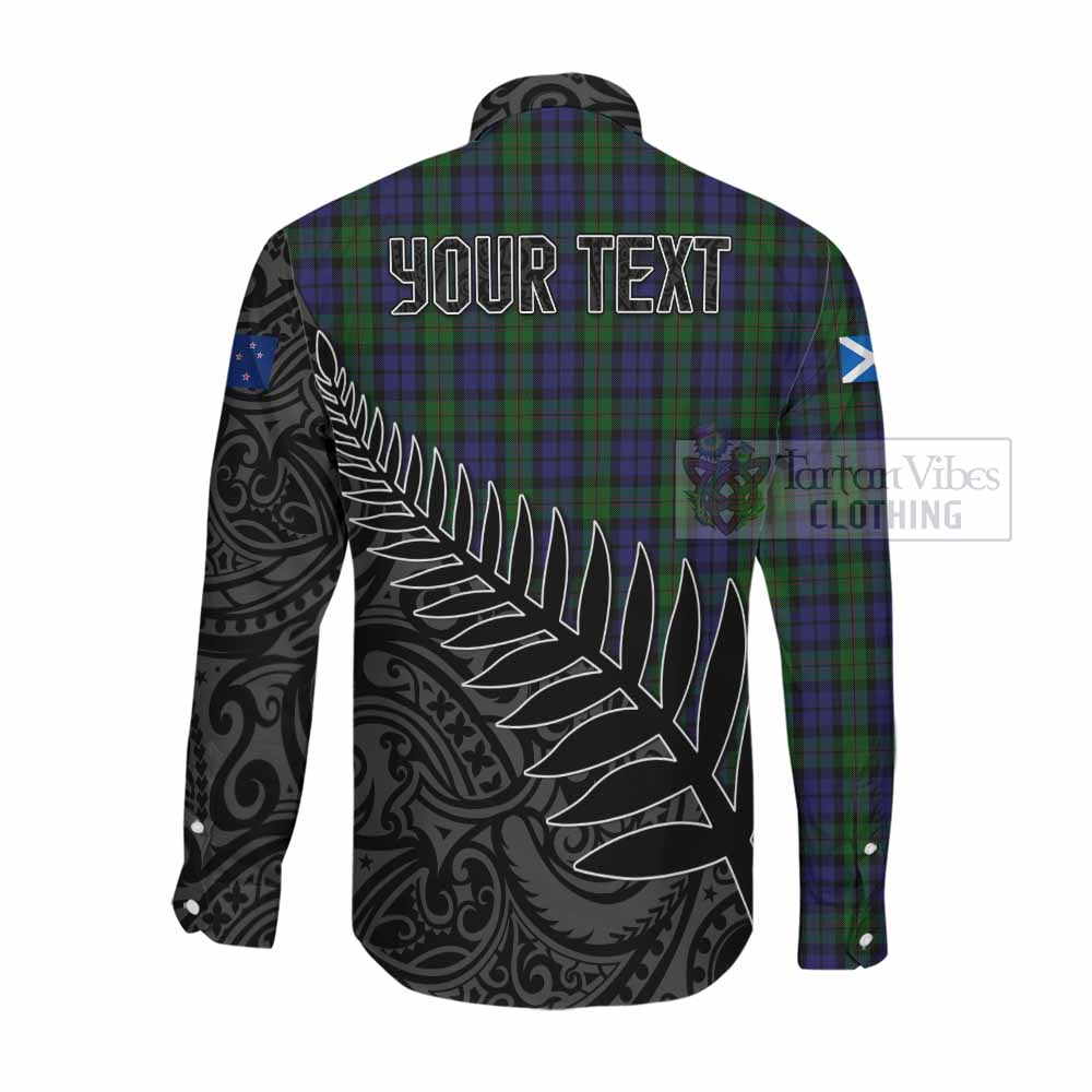Dundas Crest Tartan Long Sleeve Button Shirt with New Zealand Silver Fern Half Style Men's Shirt - Tartan Vibes Clothing