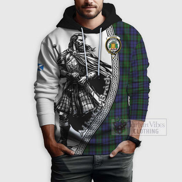 Dundas Tartan Clan Crest Hoodie with Highlander Warrior Celtic Style - Tartan Vibes Clothing